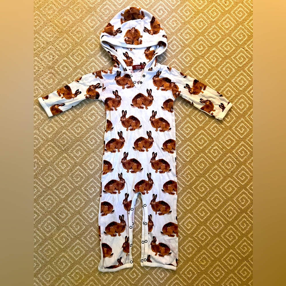 MilkBarn Rabbit Hooded Onesie Playsuit (Organic Cotton)